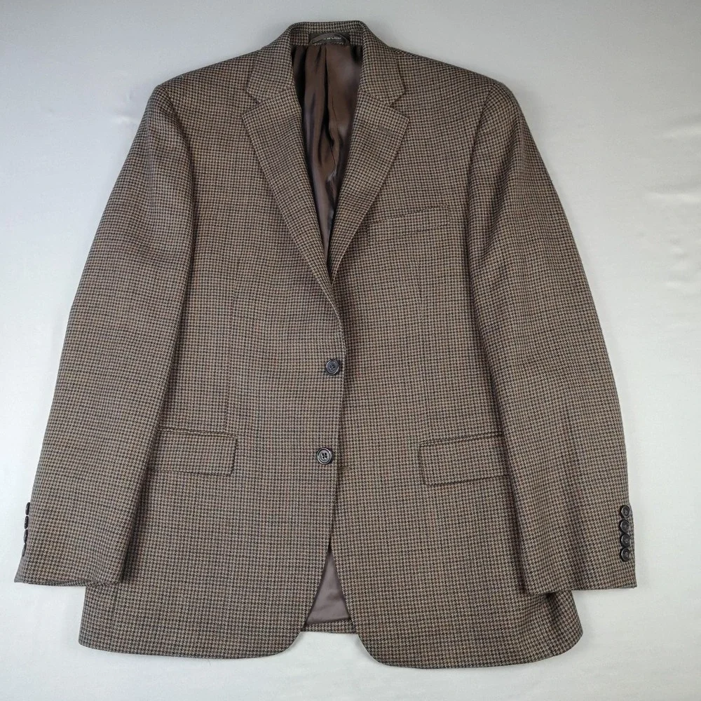 Lauren Ralph Lauren Sport Coat Men's 40R 100% Wool Brown Houndstooth Blazer
